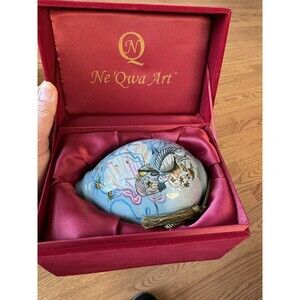 Ne 'Qwa Art Blown Glass Ornament Reverse Painted By Artist‎ Peggy Abrams In box